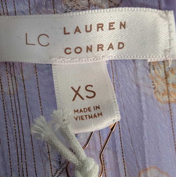 LC Lauren Conrad Lavender Floral Wrap Maxi Dress with Green Border Size XS - Picture 5 of 10